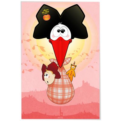 Affiche - Cigogne Bébé - Fille