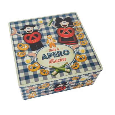 BOITE CARREE (20 x 9cm) - APERO VICHY BLEU