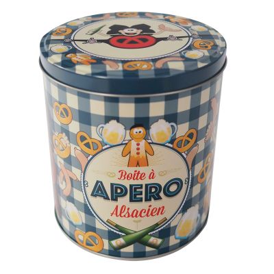 BOITE RONDE (13 x 14cm) - APERO VICHY BLEU