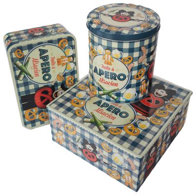 Set de 3 Boites - Apéro Vichy Bleu
