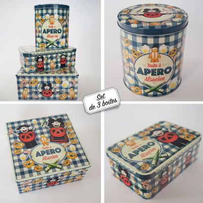 Set de 3 Boites - Apéro Vichy Bleu