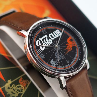 Montre Acier - Bretzel Vélo Club - Bracelet Cuir rembordé Acajou