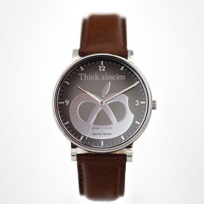 Montre Acier - Mac Bretzel - Bracelet Cuir rembordé Acajou