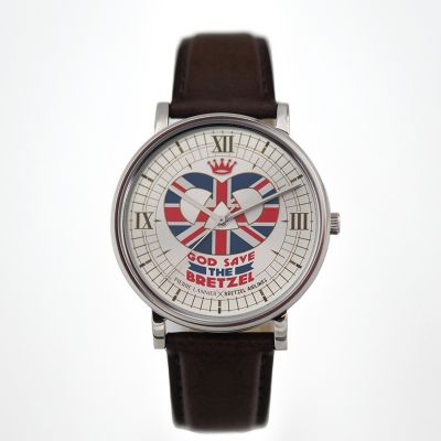 Montre Acier - God Save Bretzel - Bracelet Cuir rembordé Ebene