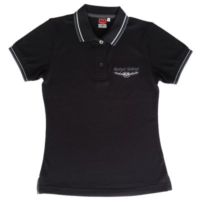 POLO Brodé Blason - Rayures Col Manche - noir