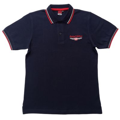 POLO Brodé Blason - Rayures Col Manche - bleu marine
