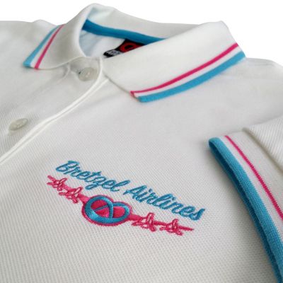 POLO Brodé Blason - Rayures Col Manche - blanc