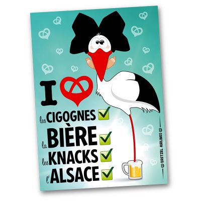Carte postale - I LOVE CIGOGNE