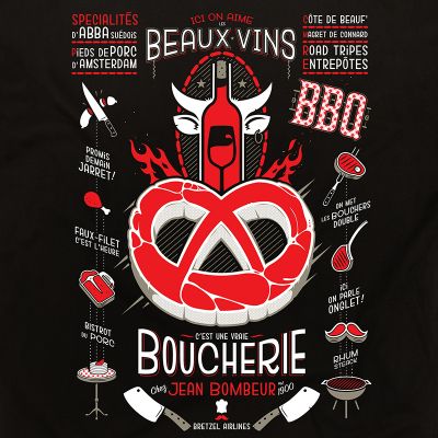 T-shirt - BARBECUE BRETZEL BBQ - noir