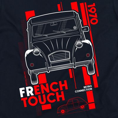 T-shirt - Retro - 2CV French Touch - bleu marine