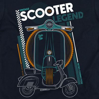 T-shirt - Retro - SCOOTER Vintage Legend - bleu marine