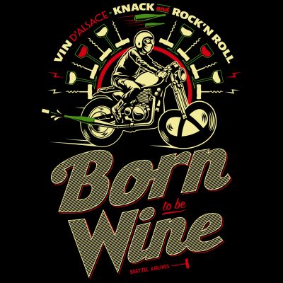 T-shirt - BORN WINE - VIN D'ALSACE - noir