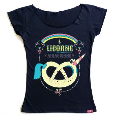 T-shirt cintré - ALSACE LICORNE - bleu marine