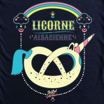 T-shirt cintré - ALSACE LICORNE - bleu marine