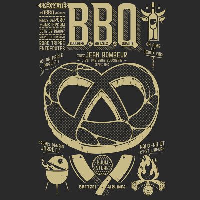 TABLIER - BARBECUE BRETZEL BBQ - gris anthracite